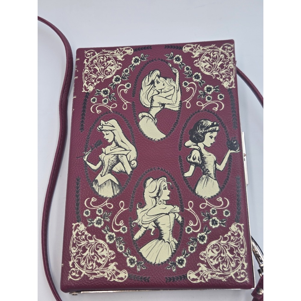 Disney Princess Storybook Clutch Purse Bag w/Removable Straps Book Maroon